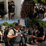 Composición con agentes de Policía durante procedimientos en interiores y exteriores.