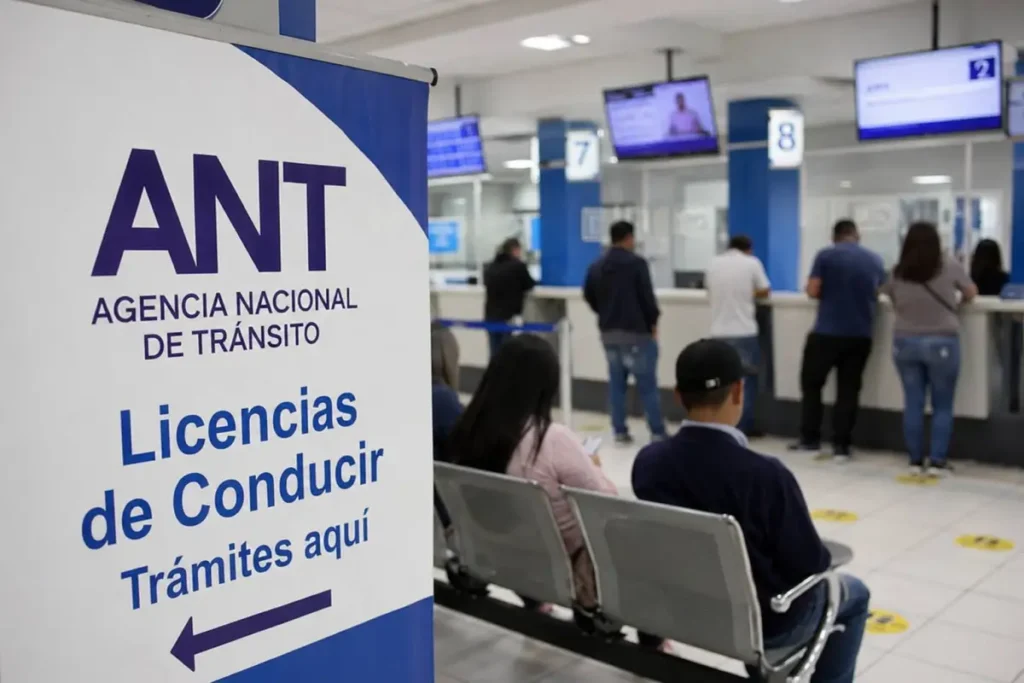 Personas esperan atención en una oficina de la Agencia Nacional de Tránsito.