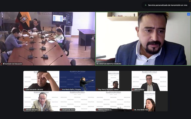 Sesión semipresencial de la Comisión de Educación de la Asamblea Nacional del 12 de octubre de 2026, con participantes conectados por videoconferencia.