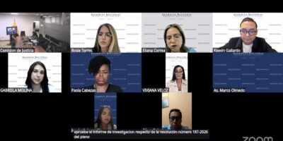Asambleístas de la Comisión de Justicia en la sesión virtual del 8 de octubre de 2026 en la que se votó el informe sobre la Resolución 187-2026