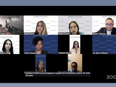Asambleístas de la Comisión de Justicia en la sesión virtual del 8 de octubre de 2026 en la que se votó el informe sobre la Resolución 187-2026