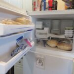 Congelador de una refrigeradora doméstica con la puerta abierta; imagen de referencia