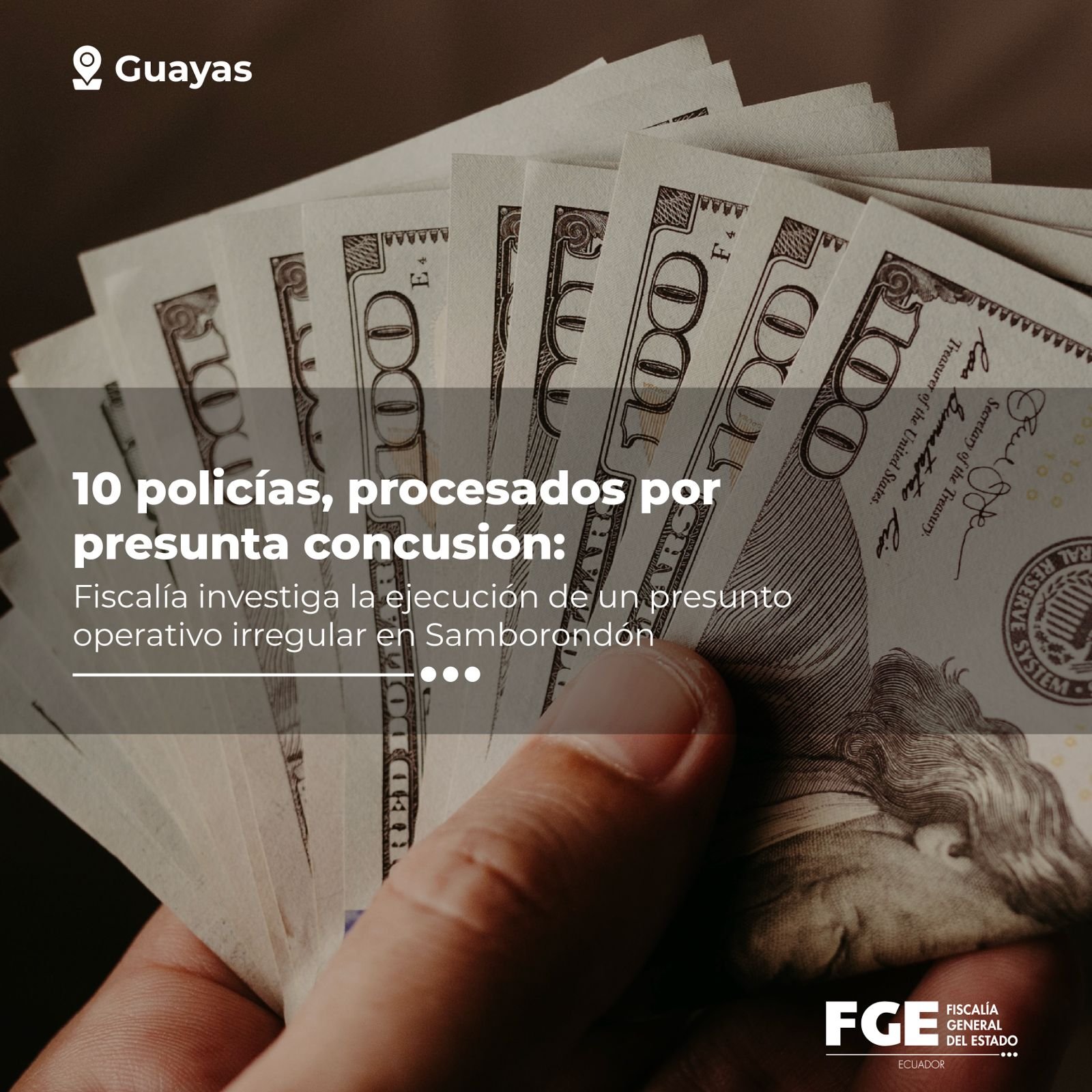 Fiscalía procesa a diez policías por presunta concusión en Samborondón
