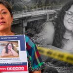 Composición de una mujer que sostiene un afiche de búsqueda de Joselyn Oña y un retrato de la joven.